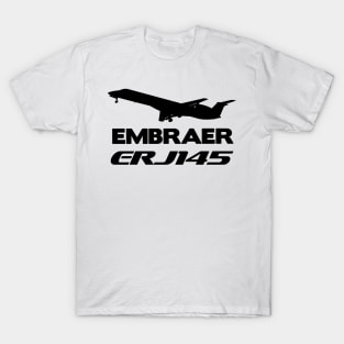 Embraer ERJ145 Silhouette Print (Black) T-Shirt